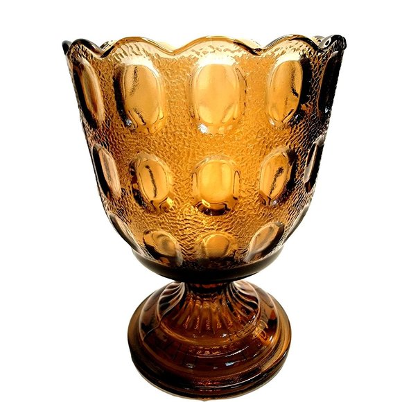 Vintage E O BRODY Co Brown Thumbprint Footed Compote 1980's #4200 Cleveland OH - Picture 1 of 6